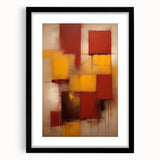 Abstract strokes wall art framed in black with a white mat, showcasing vibrant colors and fluid shapes. Ideal for modern decor, adding a touch of elegance to any room.