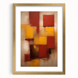 Abstract wall art featuring bold strokes in shades of gold and cream, framed elegantly with a matte finish, perfect for enhancing modern decor aesthetics.