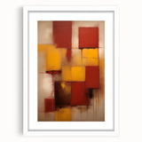 Abstract strokes wall art framed with a white mat, showcasing vibrant colors and dynamic patterns, perfect for modern home decor and artistic inspiration.