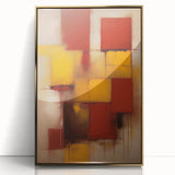 Framed acrylic wall art featuring abstract gold strokes on a textured background, perfect for modern home decor, adding elegance to any space.