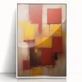 Framed abstract strokes wall art in acrylic with a white border, showcasing vibrant colors and dynamic shapes, perfect for modern home decor.
