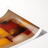 Abstract wall art print showcasing vibrant strokes of blue, yellow, and pink, rolled and ready for display, perfect for modern home decor.