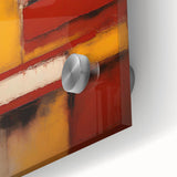 Abstract wall art featuring vibrant strokes in shades of blue, pink, and gold, displayed on acrylic glass with a smooth finish, ideal for modern decor.