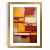 Abstract strokes wall art print in a gold frame with a white mat, showcasing vibrant colors and dynamic brushwork, perfect for modern home decor.
