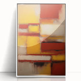 Framed abstract strokes wall art in white acrylic, showcasing soft pastel colors like pink and blue, ideal for modern home decor. Perfect for adding elegance to any room.