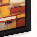 Close-up of abstract strokes wall art on a framed canvas, showcasing vibrant colors and dynamic brushwork, perfect for modern home decor.