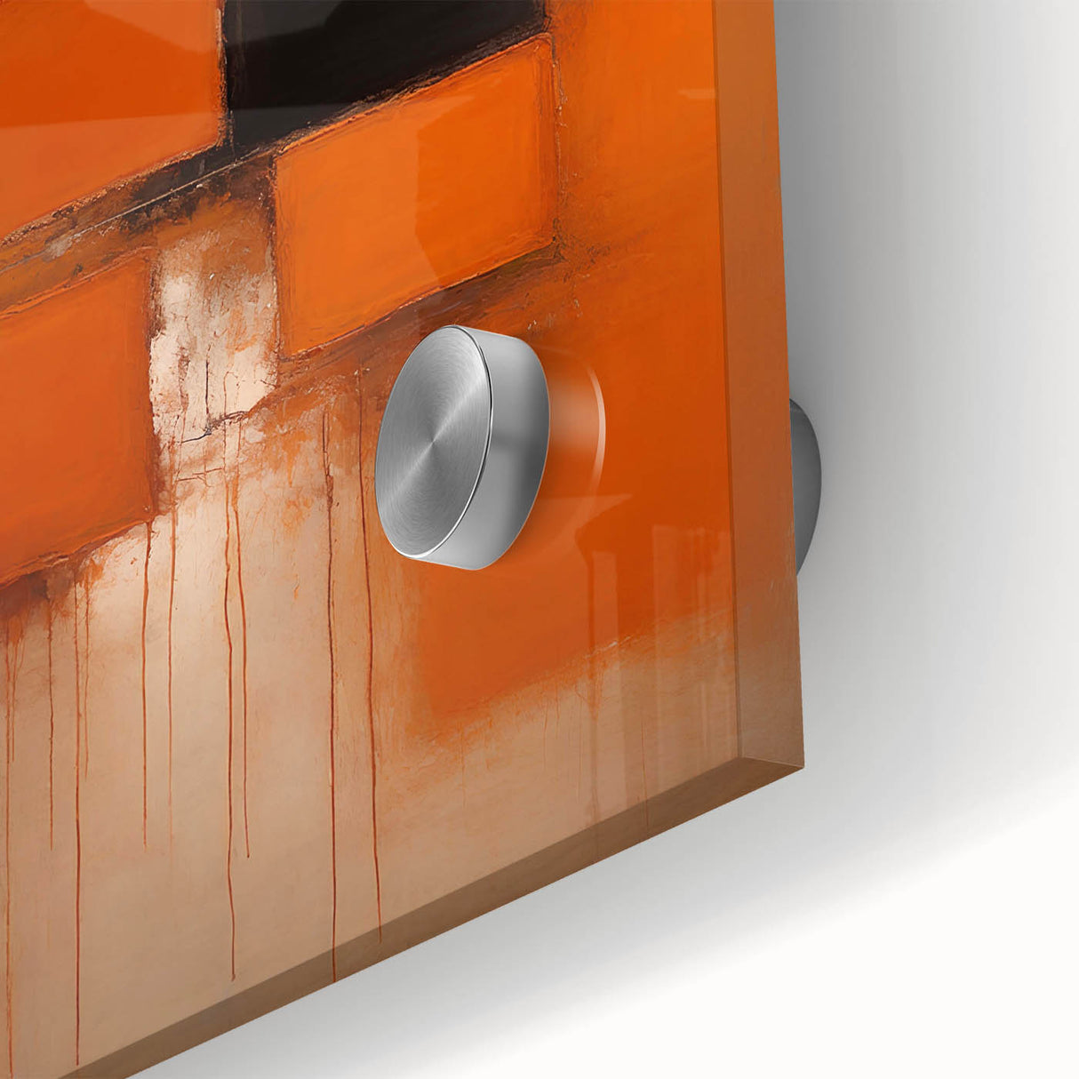 Close-up of vibrant abstract strokes wall art on acrylic glass, showcasing dynamic colors and textures that enhance contemporary home decor. Ideal for modern interiors.