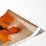 Abstract strokes wall art print showcasing vibrant orange, blue, and yellow hues, rolled and ready for display in a protective cardboard tube. Ideal for modern decor.