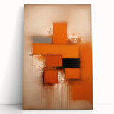 Abstract wall art featuring vibrant strokes in shades of blue, pink, and yellow on a stretched canvas, leaning against a neutral wall, perfect for modern decor.