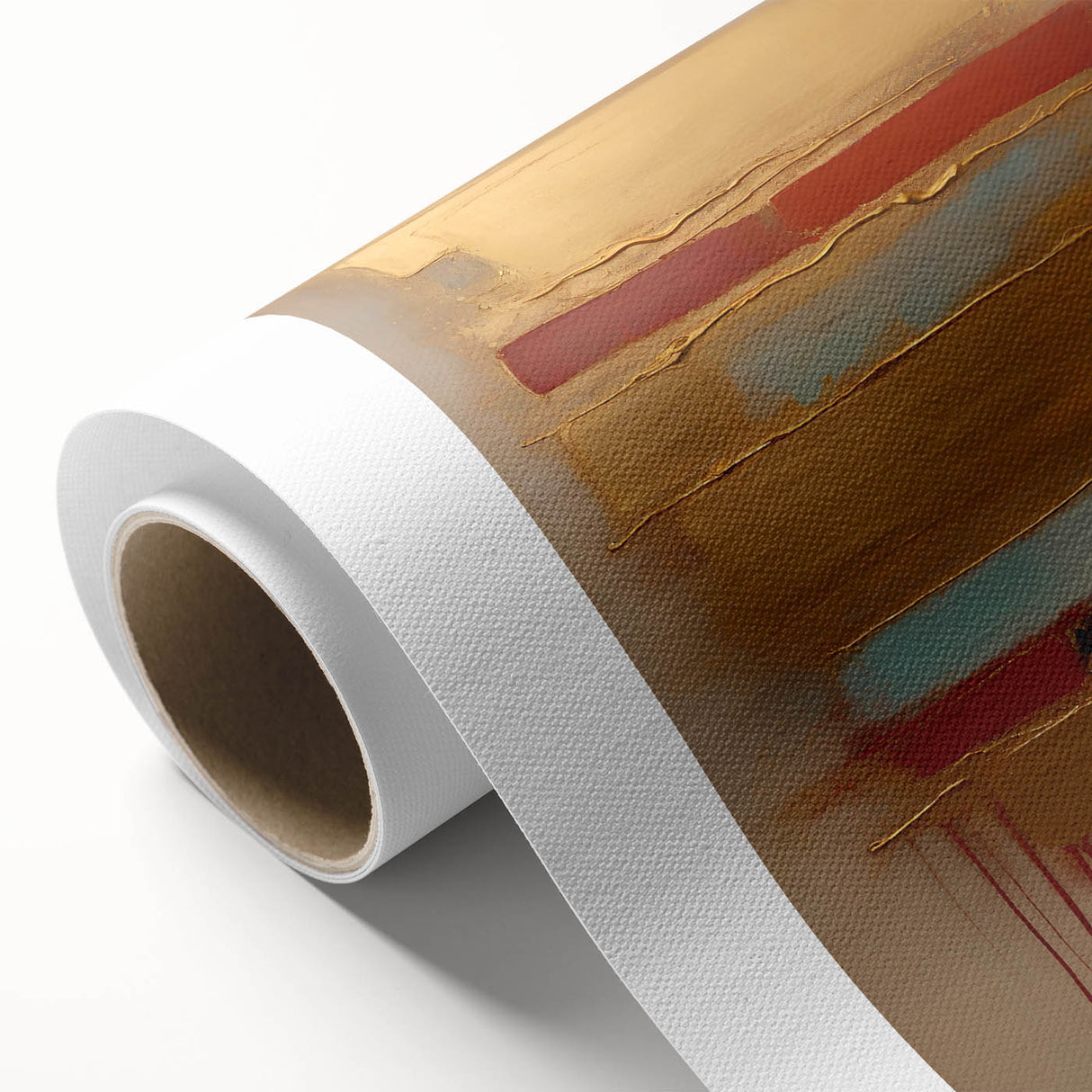 Abstract strokes wall art on rolled canvas, showcasing vibrant colors and dynamic patterns, perfect for modern home decor. Packaged securely in a sturdy tube for delivery.