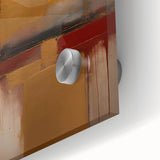 Close-up view of abstract strokes wall art on acrylic glass, showcasing vibrant colors and smooth textures, perfect for modern home decor.