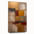 Abstract strokes wall art displayed in a side view, showcasing vibrant colors and unique patterns on acrylic glass, secured with decorative pins for a modern aesthetic.