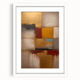 Abstract strokes wall art in a white frame with mat, showcasing vibrant colors and fluid designs, perfect for modern home decor or office settings.