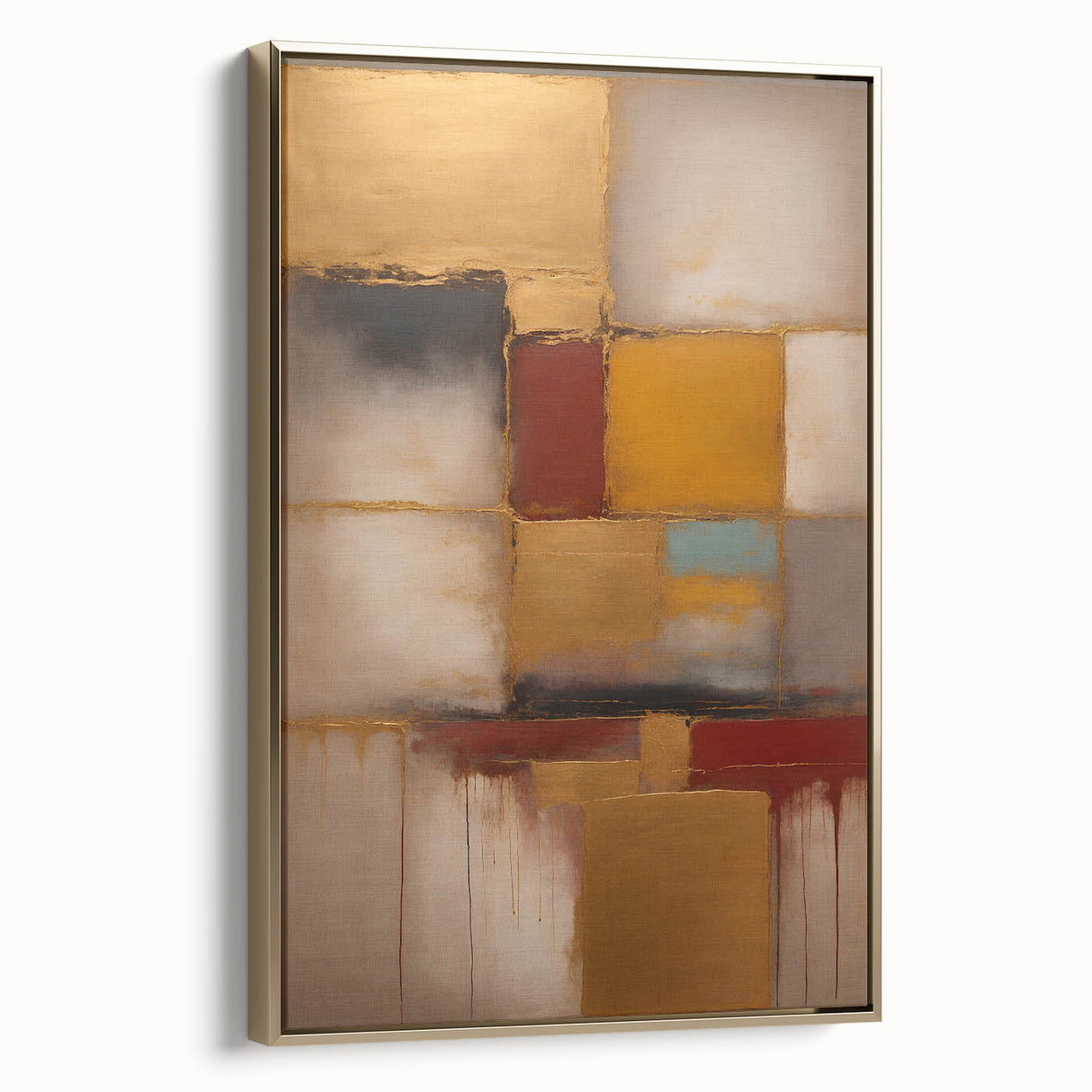 Framed wall art featuring abstract strokes in gold and black hues, showcasing a modern and elegant design ideal for contemporary home decor.
