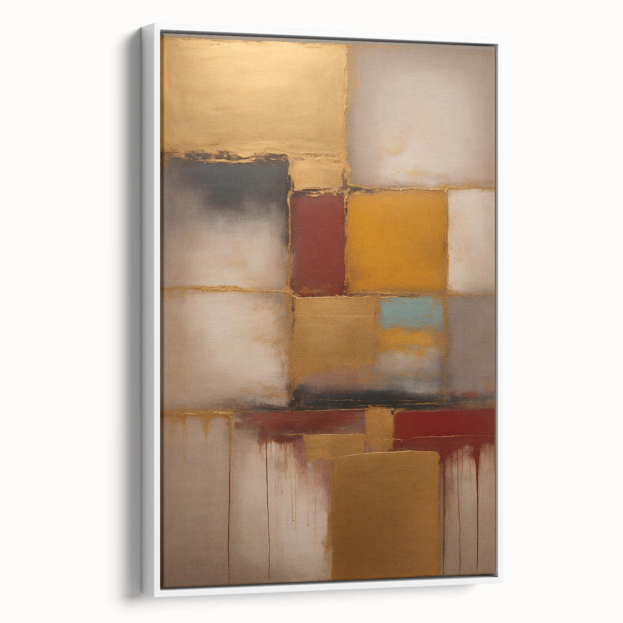 Framed abstract strokes wall art in a white canvas, showcasing a modern design with soft brush strokes in pastel colors, ideal for contemporary home decor.