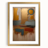 Abstract wall art featuring dynamic gold strokes on a textured surface, framed with a white mat. Ideal for contemporary decor, enhancing modern interiors with elegance.