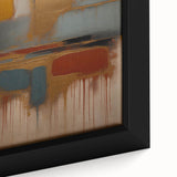 Abstract strokes wall art in a sleek black frame, showcasing vibrant colors and dynamic patterns, perfect for modern home decor. Ideal for enhancing living spaces.