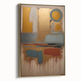 Framed wall art featuring abstract gold strokes on a textured canvas, showcasing a modern design that enhances contemporary home decor aesthetics. Perfect for living rooms or art galleries.