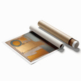 Abstract wall art print showcasing vibrant, colorful strokes in a modern design, rolled for easy shipping, perfect for home decor or office aesthetics.