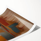 Abstract wall art print showcasing vibrant strokes in shades of blue, orange, and yellow, perfect for modern decor. Ideal for adding color to any living space.
