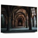 Acrylic glass artwork showcasing a scenic landscape with a majestic castle, displayed from a side view. The vibrant colors and details enhance the enchanting ambiance, making it a perfect addition to home decor.