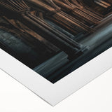 Rolled canvas artwork depicting a serene landscape with a majestic castle surrounded by lush greenery, presented in a protective cardboard tube for safe shipping.