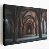 Stretched canvas artwork depicting a serene landscape with a majestic castle, showcasing vibrant colors and intricate details, ideal for home decor or art enthusiasts.