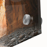 Close-up of a vibrant acrylic landscape design featuring intricate cave formations, showcasing rich colors and textures, ideal for home decor or art enthusiasts.
