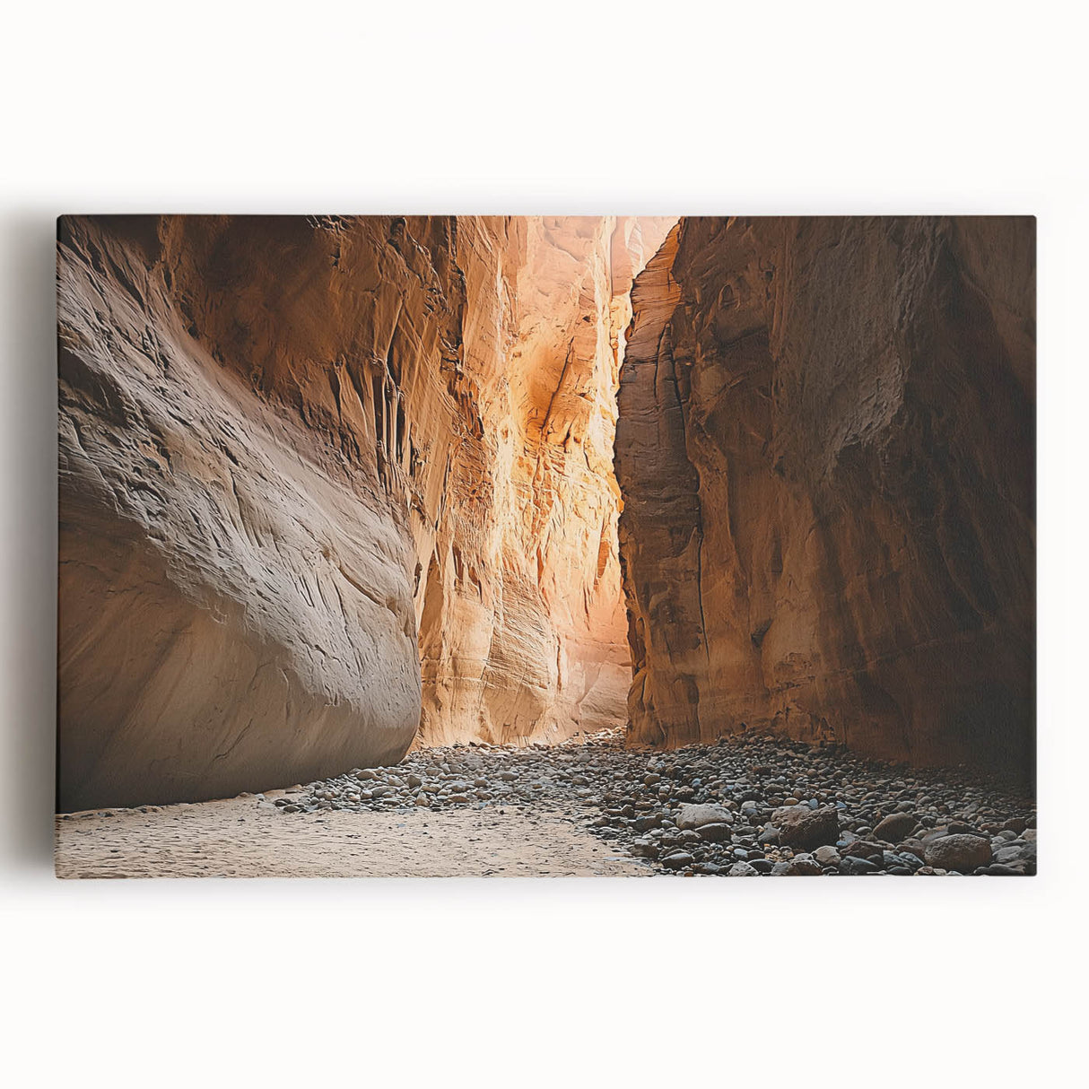 Stretched canvas art showcasing a stunning landscape of colorful caves, designed with vibrant hues and intricate details, perfect for enhancing home decor.