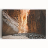 Stretched canvas art showcasing a stunning landscape of colorful caves, designed with vibrant hues and intricate details, perfect for enhancing home decor.