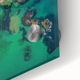 Close-up of a vibrant acrylic landscape featuring dramatic cliffs with rich textures and colors, ideal for home décor or art collectors.