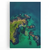 Stretched canvas artwork showcasing a breathtaking landscape of cliffs against a vibrant sky, ideal for home decor or office spaces, enhancing aesthetic appeal and tranquility.