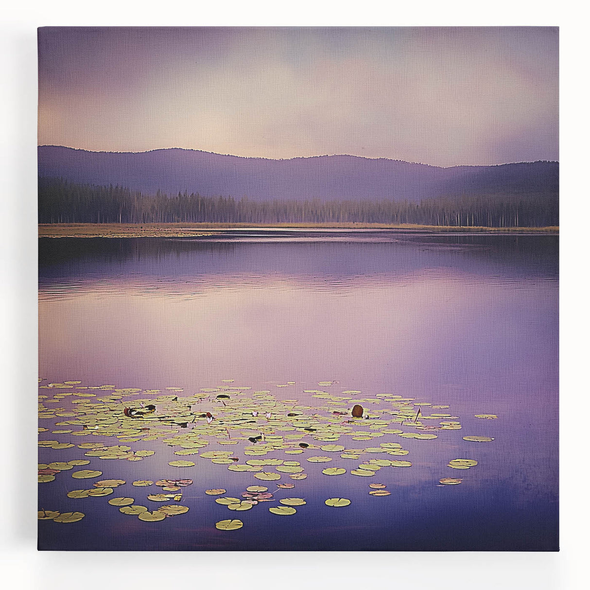 Office Art Prints - Tranquil Purple Lake Landscape Canvas