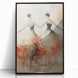 Abstract figurative wall art in a black frame, showcasing vibrant colors and dynamic shapes, perfect for modern decor. Adds a contemporary touch to any space.