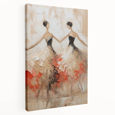 Abstract figurative wall art on stretched canvas, showcasing vibrant colors and fluid shapes in a contemporary design, ideal for modern home decor.