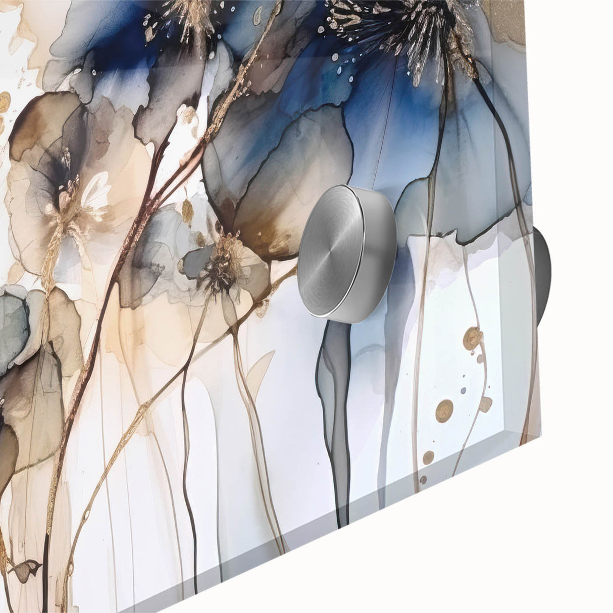 Abstract floral wall art design in vibrant colors, featuring a close-up of acrylic glass texture. Ideal for modern home decor and artistic enhancement.
