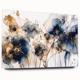 Abstract floral wall art displayed in an acrylic glass frame, showcasing vibrant colors and intricate designs, ideal for modern home decor. The side view highlights its elegant finish and contemporary style, perfect for enhancing any living space.