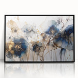 Framed abstract floral wall art in black acrylic with a sleek modern design, perfect for adding elegance to contemporary home decor.