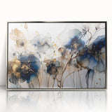 Framed acrylic wall art showcasing an abstract floral design in vibrant colors, set against a sleek silver frame, perfect for modern home decor.