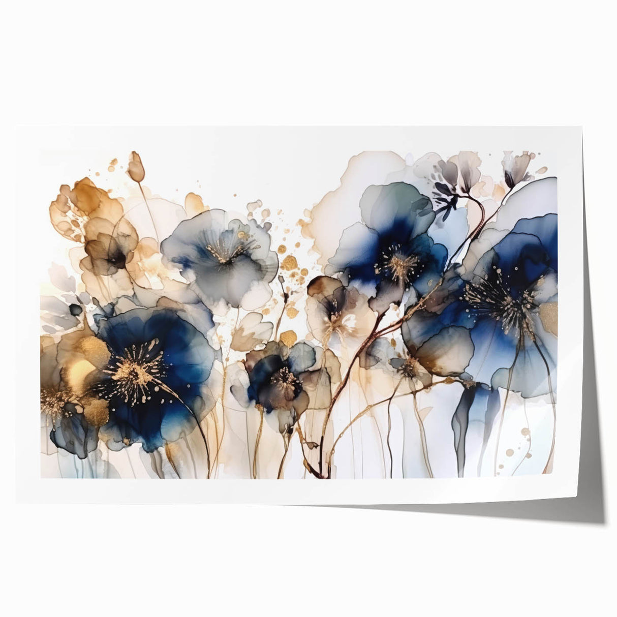 Abstract floral wall art print showcasing vibrant colors and intricate designs, elegantly rolled for easy display and storage, ideal for modern home decor.