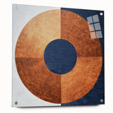 Abstract geometric acrylic glass design showcasing vibrant colors and unique shapes, presented in a side view with visible pins for mounting. Ideal for modern decor.