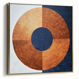 Abstract geometric framed canvas art in silver and gold tones, showcasing modern design elements. Ideal for contemporary decor, enhancing any living space.