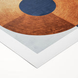 Abstract geometric rolled canvas art featuring vibrant colors and bold shapes, beautifully packaged in a protective cardboard tube, perfect for modern decor.