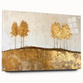 Abstract landscape wall art in acrylic glass, showcasing vibrant colors and unique textures, displayed from a side view with sleek pins for hanging. Ideal for modern home decor.