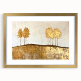 Abstract landscape wall art framed in gold, showcasing vibrant colors and intricate details. Perfect for modern home decor, adding elegance to any room.