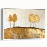 Framed abstract landscape wall art showcasing a serene blend of blues and greens, set against a white background, perfect for modern home decor.