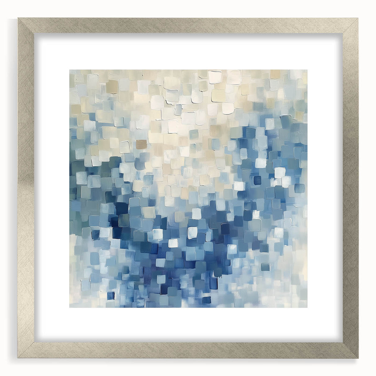 Contemporary Abstract Canvas – Mosaic Motion in Soft Blues
