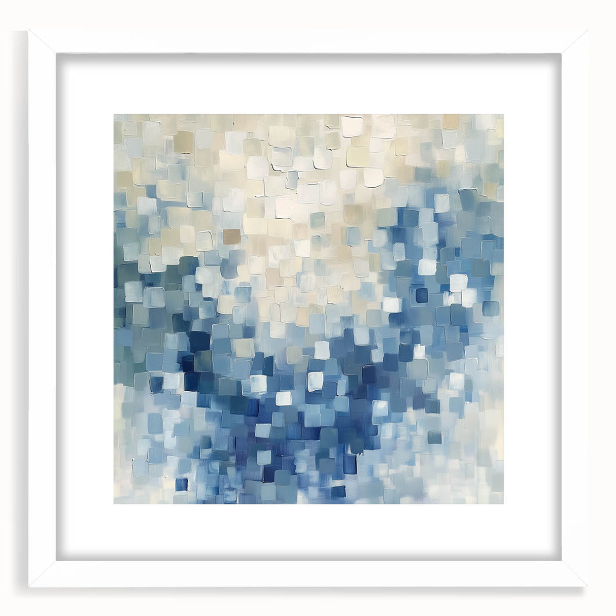 Contemporary Abstract Canvas – Mosaic Motion in Soft Blues