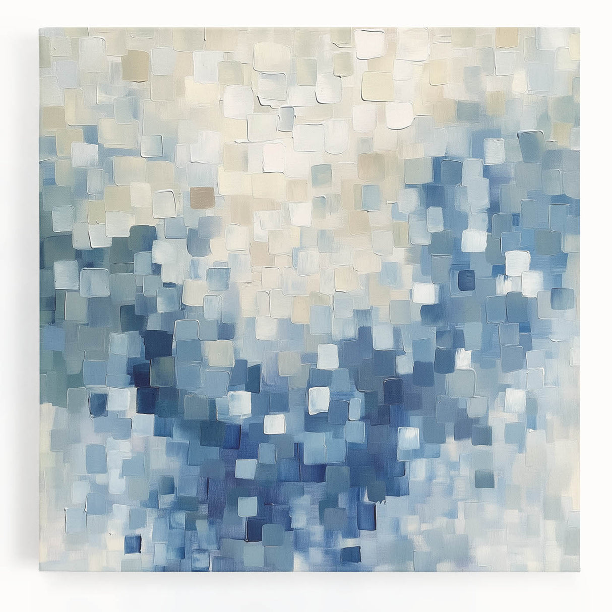Contemporary Abstract Canvas – Mosaic Motion in Soft Blues