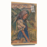 Expressionist Landscape – Girl with Dog Pastel Canvas Print